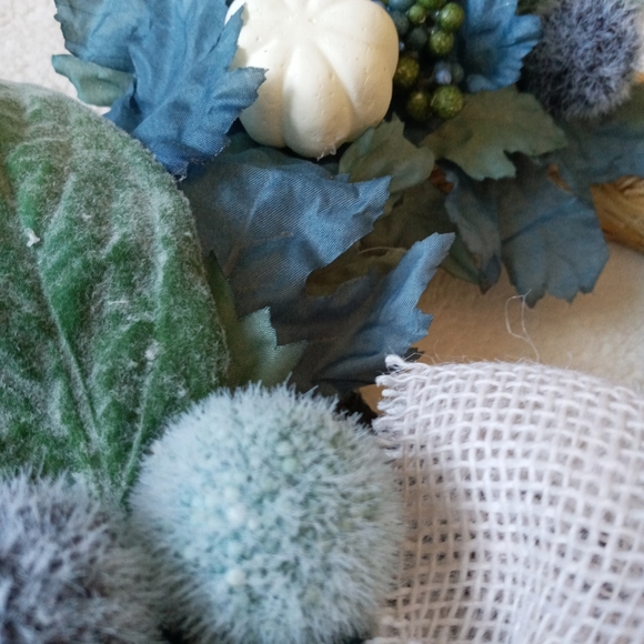 Fall Blue & Teal Maple Leaf Wreath 12" Farmhouse - Picture 7 of 10